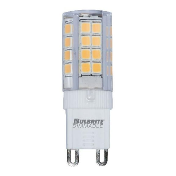 Bulbrite Pack of (2) 4.5 Watt 120V Dimmable Clear T6 LED Mini Light Bulbs with Bi-Pin (G9) Base  3000K Soft White Light  400 Lumens