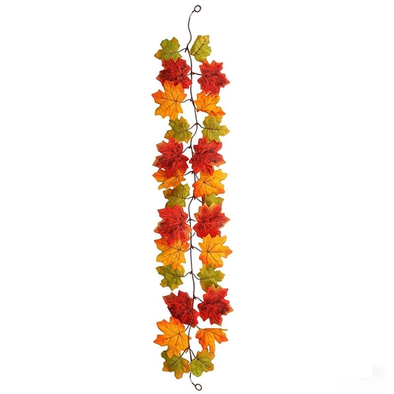 Fall Maple Leaf Garland, Artificial Autumn Maple Leaves Hanging Foliage for Home Indoor Outdoor Fireplace Wedding Thanksgiving Party Decor, Bronze