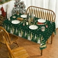 thumbnail image 2 of Christmas Tablecloth 60×120 Inch Rectangular, Winter Stars Trees Green Washable Seasonal Table Cover for Party Picnic Dinner Decor, 2 of 6