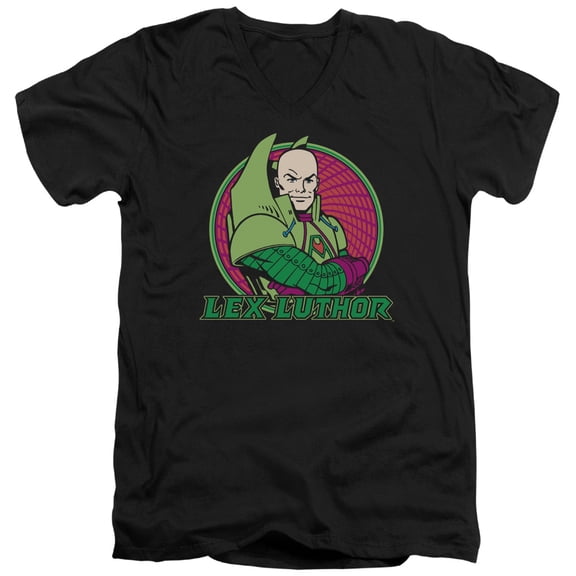 DC Comics Lex Luthor S/S Adult V-Neck T-Shirt Black