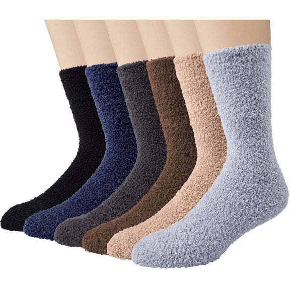 Gilbin Women’s Fuzzy Non-Slip Grip Crew Socks – Super-Soft Plush Warm Hospital & Slipper Socks