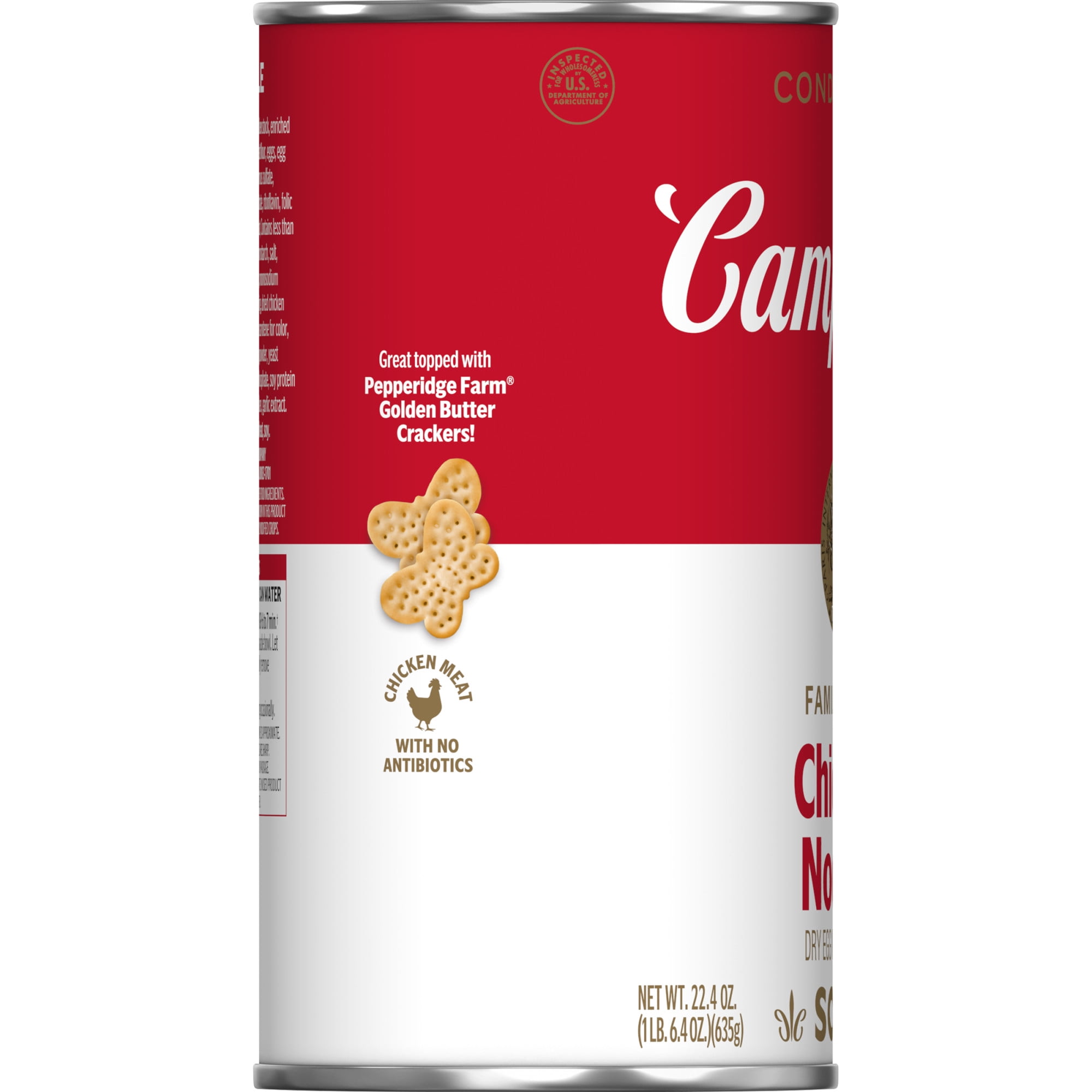 (4 pack) Campbell’s Condensed Chicken Noodle Soup Dry Egg Noodle Recipe, 22.4 oz Family Size Can