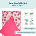 thumbnail image 3 of Wildkin Original Nap Mat with Pillow for Boys and Girls, Features Hook and Loop Fastener, Roll-Up Design, Soft Cotton Blend Materials (Strawberry Patch), 3 of 8