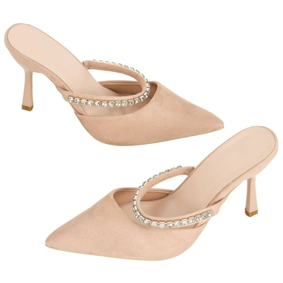 Deago Women’s High Heels Strappy Rhinestone Stiletto Pumps Ankle Strap Closed Pointed Toe Sandals Dress Wedding Party Shoes