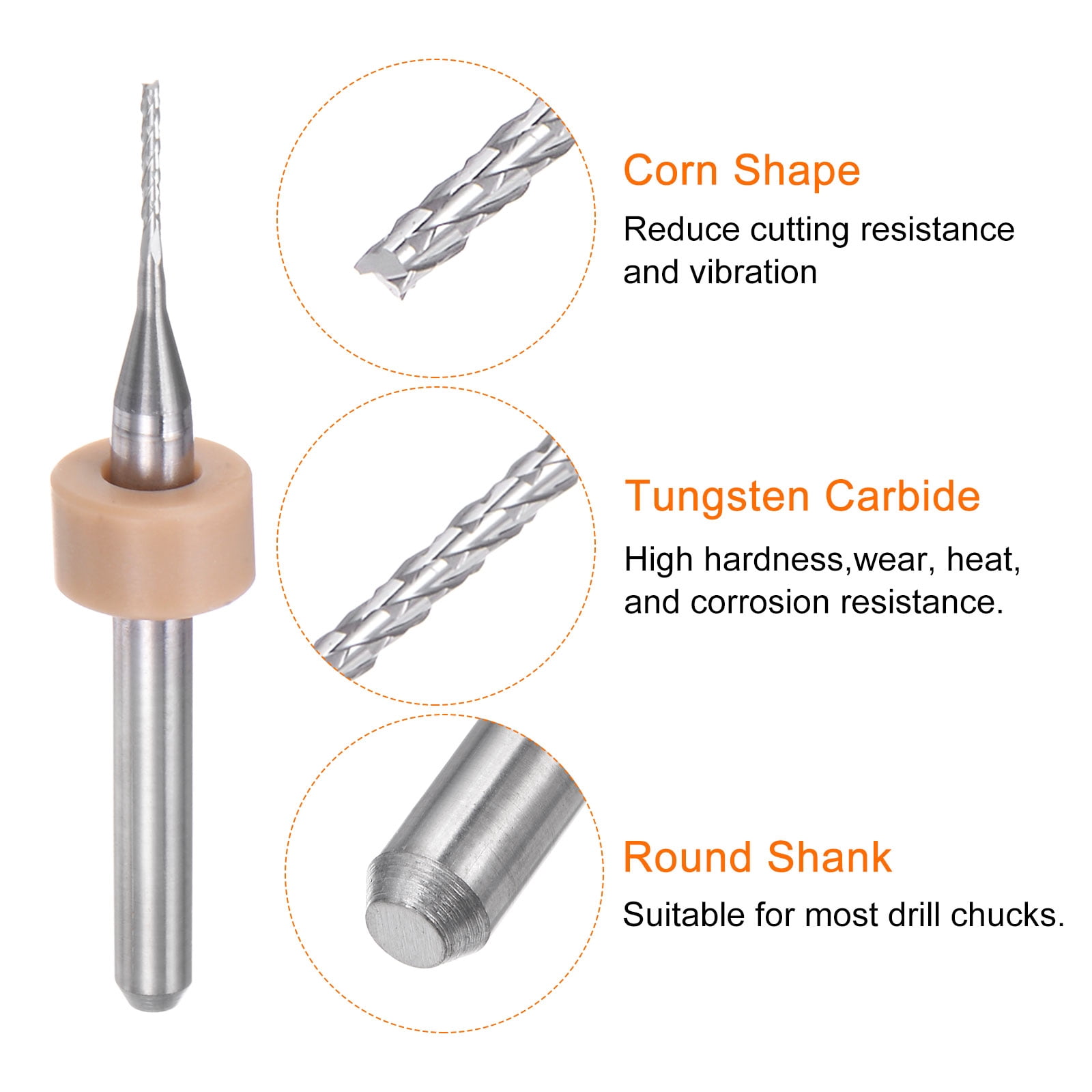 Uxcell 10 Pieces End Mill Bits 0.8mm Solid Carbide CNC Router Bit Engraving Cutter Tools, 1/8" Straight Shank