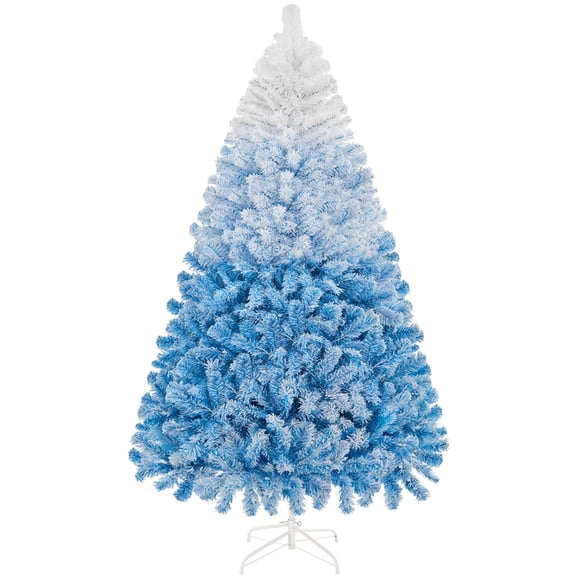 Yaheetech 6ft Artificial Christmas Tree with Incandescent Warm White Lights, Lake Blue Gradient