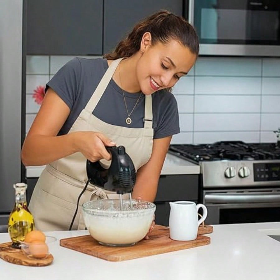 5-Speed Corded Electric Hand Mixer with Stainless Steel Whisks Compact Portable Design with Snap-On Storage Case 150W Lightweight Handheld Mixer for Baking and Cooking Black