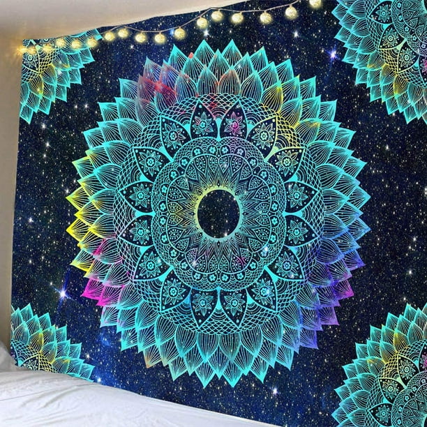 Wall Hanging Tapestry Colorful Hippie Bohemian Peacock Mandala Wall Art  Hanging for Home Bedroom Living Room Dorm Décor 50*60 Inches 