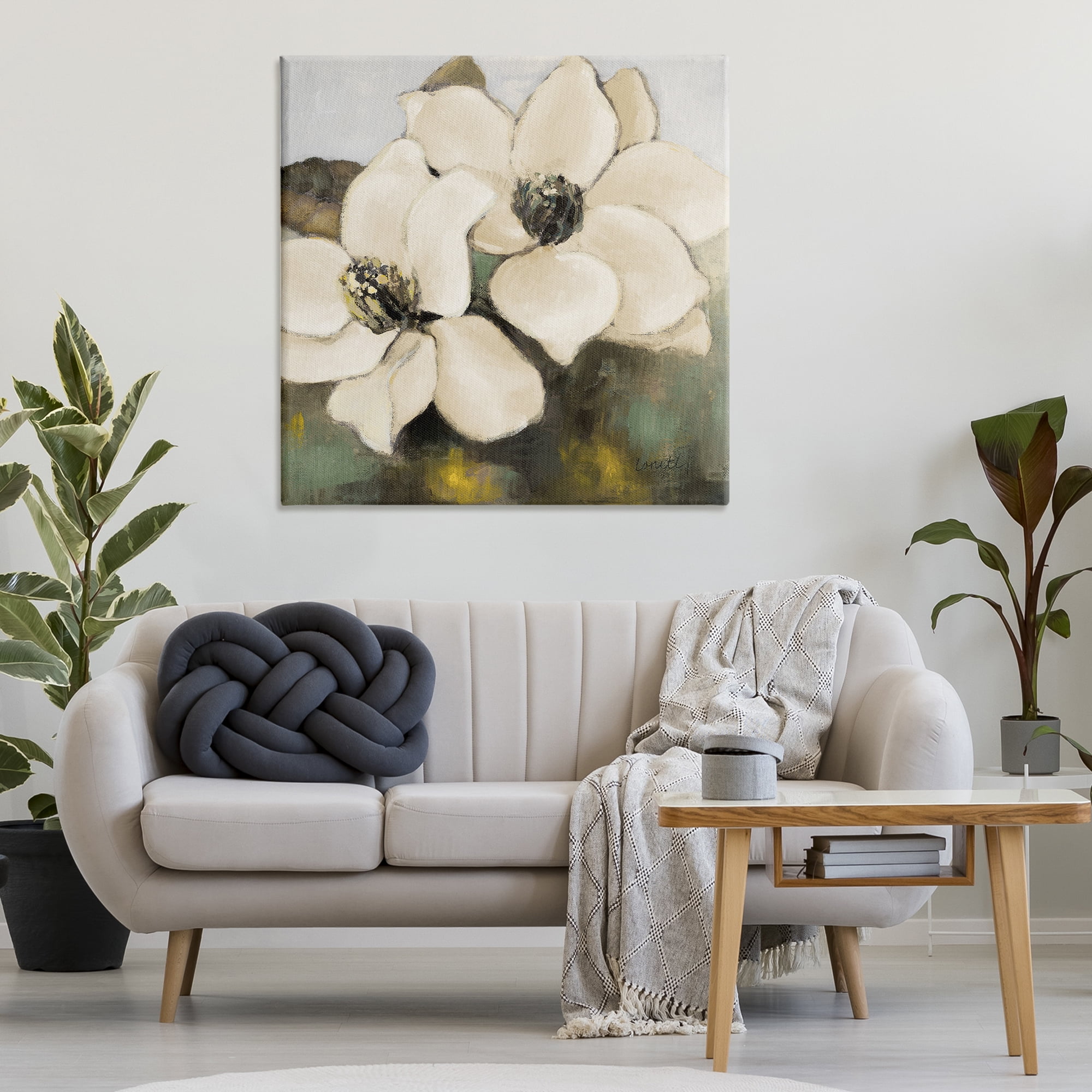 Stupell Industries Magnolia Blossom Duo Botanical & Floral Painting Gallery Wrapped Canvas Art Print Wall Art, 36 x 36