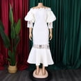 thumbnail image 4 of AURA Womens Off Shoulder Lace Fishtail Midi Dress High Waist Party Cocktail Zipper, 4 of 10