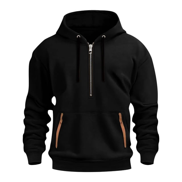 Kalauyu Men's Hooded Half-zip Sweatshirt - Soft Warm Long Sleeve Pullover for Casual Daily Wear