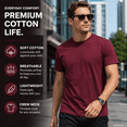 thumbnail image 3 of SOCKS'NBULK 3 Pack Men's Solid Colors Cotton T-Shirts Short Sleeve Lightweight Tees, Bulk (X-Large, Maroon, x_l), 3 of 5