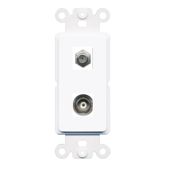 RiteAV - Coax BNC Port Wall Plate Decorative (Rocker) White