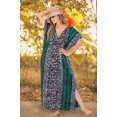 thumbnail image 2 of HAPPY BAY Women's Summer Batik Caftan Long Loungewear Dashiki House Dress V Neck Kaftan Sleepwear for Women Nightgown 3X-4X Sea Green, Floral, 2 of 5