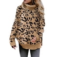 thumbnail image 1 of Gibobby SuéTer De Invierno Para Mujer Europa y América Casual Split Knitwear Leopard Two Lapel Pullover Sweater Mujer(A,G), 1 of 5