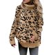 thumbnail image 1 of Gibobby Manga Larga Cuello Rojoondo Europa y América Casual Split Knitwear Leopard Two Lapel Pullover Sweater Mujer (Multicolor, S), 1 of 5