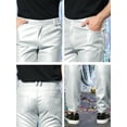 thumbnail image 6 of INSPIRE CHIC Halloween Men's Pants Faux Leather Slim Fit Zip-Fly Solid Pants 34 Silver, 6 of 7
