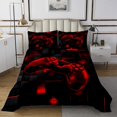 thumbnail image 1 of Black and Red Quilt Set Queen,Modern Geometric Gaming Bedspread Set,Gradient Neon Cubes Gamer Coverlet Set Plaid Grid Quilted Geometry Brick Wall Video Game Room Decor for Boys, 1 of 5