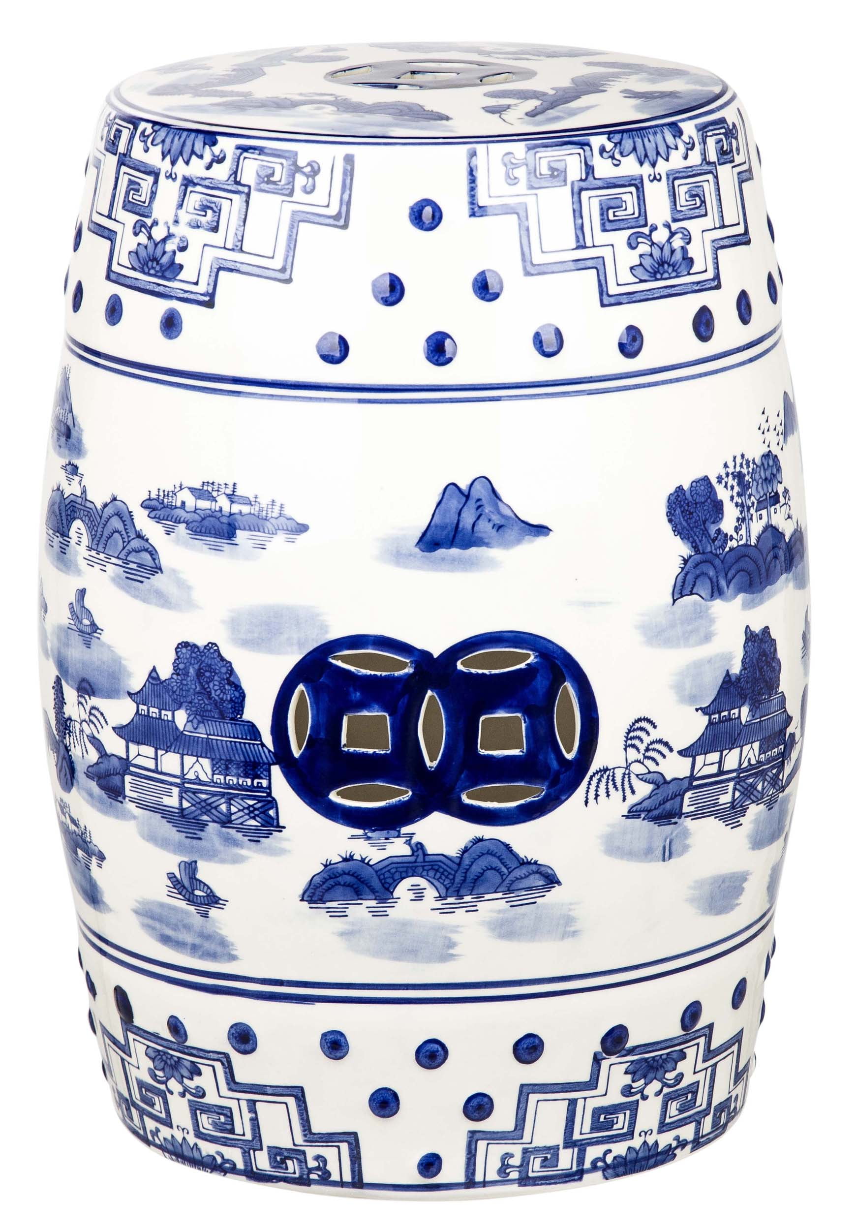 Safavieh Dragon S Breath Chinoiserie, Safavieh Tao Ceramic Decorative Garden Stool Blue And White