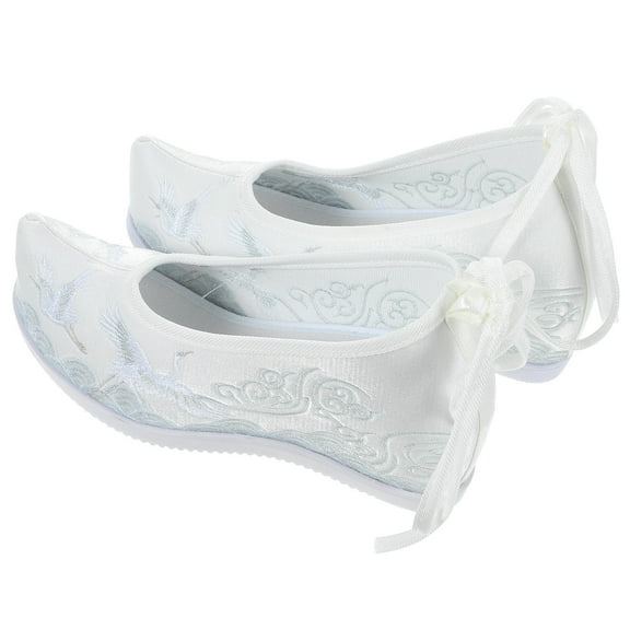 UPKOCH 1Pair Chinese Style White Cloth Shoes Soft Moisture Absorption Footwear