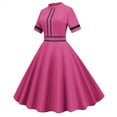 thumbnail image 3 of Bigersell Short Sleeve Dress Clearance Female Crew Neck Short Sleeve Knee Length Vintage Dress Style D-65 Ladies Summer Dresses Regular Summer Dresses , Hot Pink S, 3 of 6