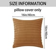 thumbnail image 5 of Unique Bargains Plush Faux Fur Solid Striped Throw Decorative Pillow Covers (2 Count) Light Brown 16"x16", 5 of 7