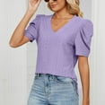 thumbnail image 4 of Idoravan Women's Plus Size Tops Fashion Women Plus-Size Solid Short Sleeve V-Neck Casual Blouse T-shirt Tops, 4 of 8
