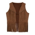 thumbnail image 3 of LiiYii Gilet Cowboy Western Rétro Cowgirl Hippie à Franges pour Enfants Sans Manches avec Rivets Marron Foncé 10, 3 of 7