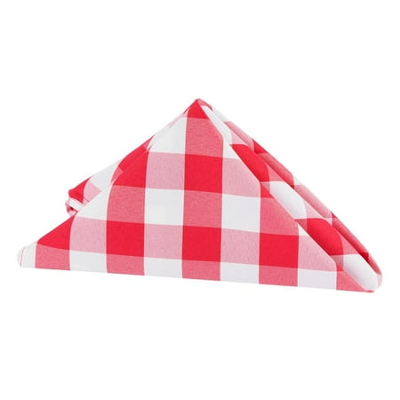 

10 Pcs Gingham Checkered Polyester Napkin 20 X20 - Red & White For Wedding Receptions Baby Showers Quinceaneras Rehearsal Dinners Birthday Parties Catering