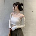 thumbnail image 3 of 2pcs Set Women's Camisole & Cardigan Set Sleeveless Crop Top Slim Fit Solid Color Tank Tops, 3 of 6
