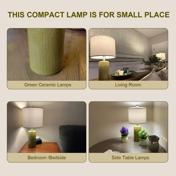 20.25" Small Single Table for Bedroom Modern Ceramic Nightstand Farmhouse Bedside Boho Living Room End Side Table , Green