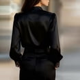 thumbnail image 4 of ClodeEU Women's Lace Satin V-Neck Blouse,Long Sleeve Casual Fashions Shirt Black,Womens Plus S, 4 of 6