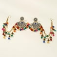 thumbnail image 4 of Bollywood Jhumka Jhumki Earring for Women Long Tassel Bohemian Beads Dangle Drop Fashion Chandelier Dangling Stud Earring Traditional Bell Ethnic Gypsy Style Oxidized Indian Jewelry Gift, 4 of 5