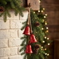 thumbnail image 4 of FeiBiQiuBi 3 Bell Cluster Red Metal Christmas Ornaments, 19.7" Vintage Hollow Cutout Hanging Iron Bells with Jute Rope, Rustic Holiday Tree Decorations for Xmas Wreath, Garland, Home Decor, 4 of 8