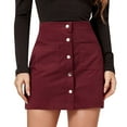 thumbnail image 1 of Gibobby faldas largas de mujer casuales Falda corta de mujer sólido cintura cremallera Otoño Invierno falda de pana envoltura de cadera un solo pecho Slim Fit falda sólida(Vino, L), 1 of 5