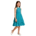 thumbnail image 1 of TTAO Robe Plissée Sans Manches à Col en V pour Filles, Ornée de Strass Scintillants, pour Mariage, Banquet, Bal de Promo, Fête, Turquoise 10, 1 of 7
