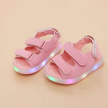 

Clearance Toddler Girls Summer Sandals Toddler Kids Sport Summer Boys Girls Baby Sandals LED Luminous Shoes Sneakers Pink Sandals For Kids Size 6.5 M