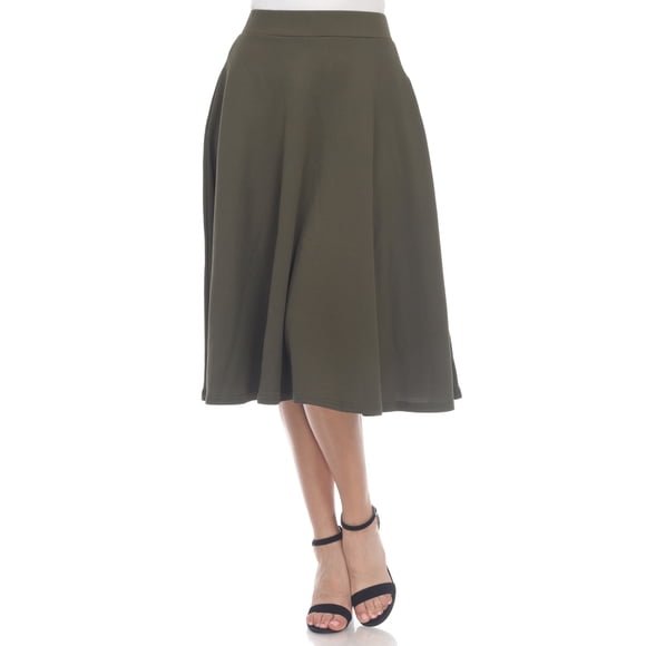 White Mark Women's Tasmin Fit and Flare Midi Skirt