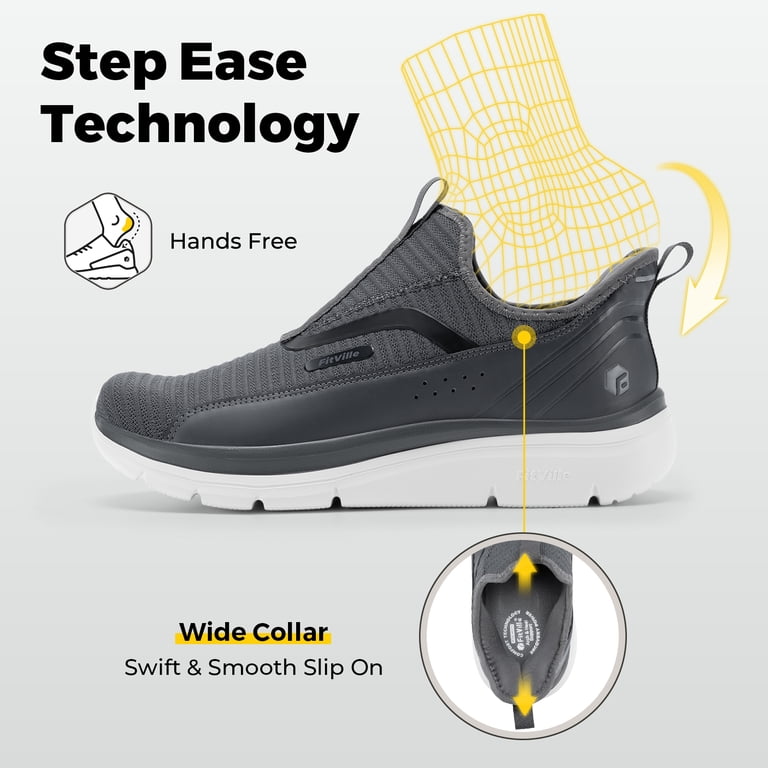 FitVille Extra Wide Mens Slip on Walking Shoes with Arch Support