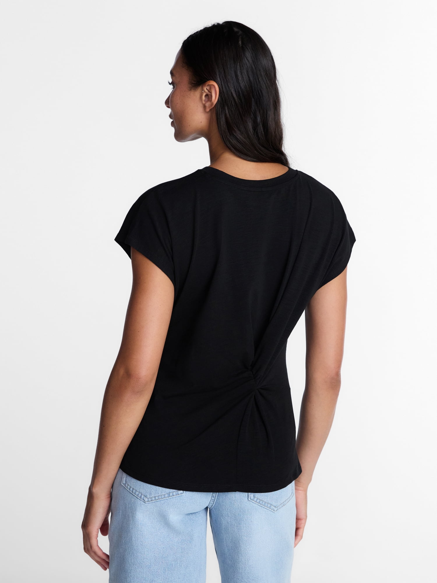 Time and Tru Women's Twist-Front Tee with Short Sleeves, Sizes XS-XXXL