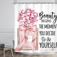 thumbnail image 3 of JOOCAR Pink Perfume Bottle Polyester Shower Curtain 72"x72" Girls Women Fashion Floral Inspirational, 3 of 7