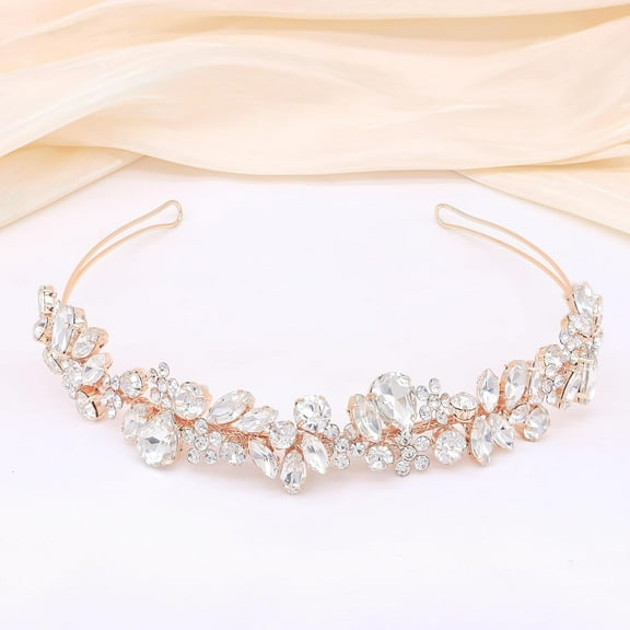 Crystal Wedding Headbands Handmade Bridal Headpieces For Bride Flower Girl Wedding Hair Accessories For Bridesmaids Prom Party (Silver)