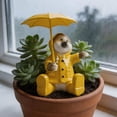 thumbnail image 6 of Resin Baby Chick Figurine with Yellow Raincoat and Umbrella, Cute Miniature Garden Ornament for Outdoor Planter Patio Indoor Table Shelf Home Decor, 6 of 9