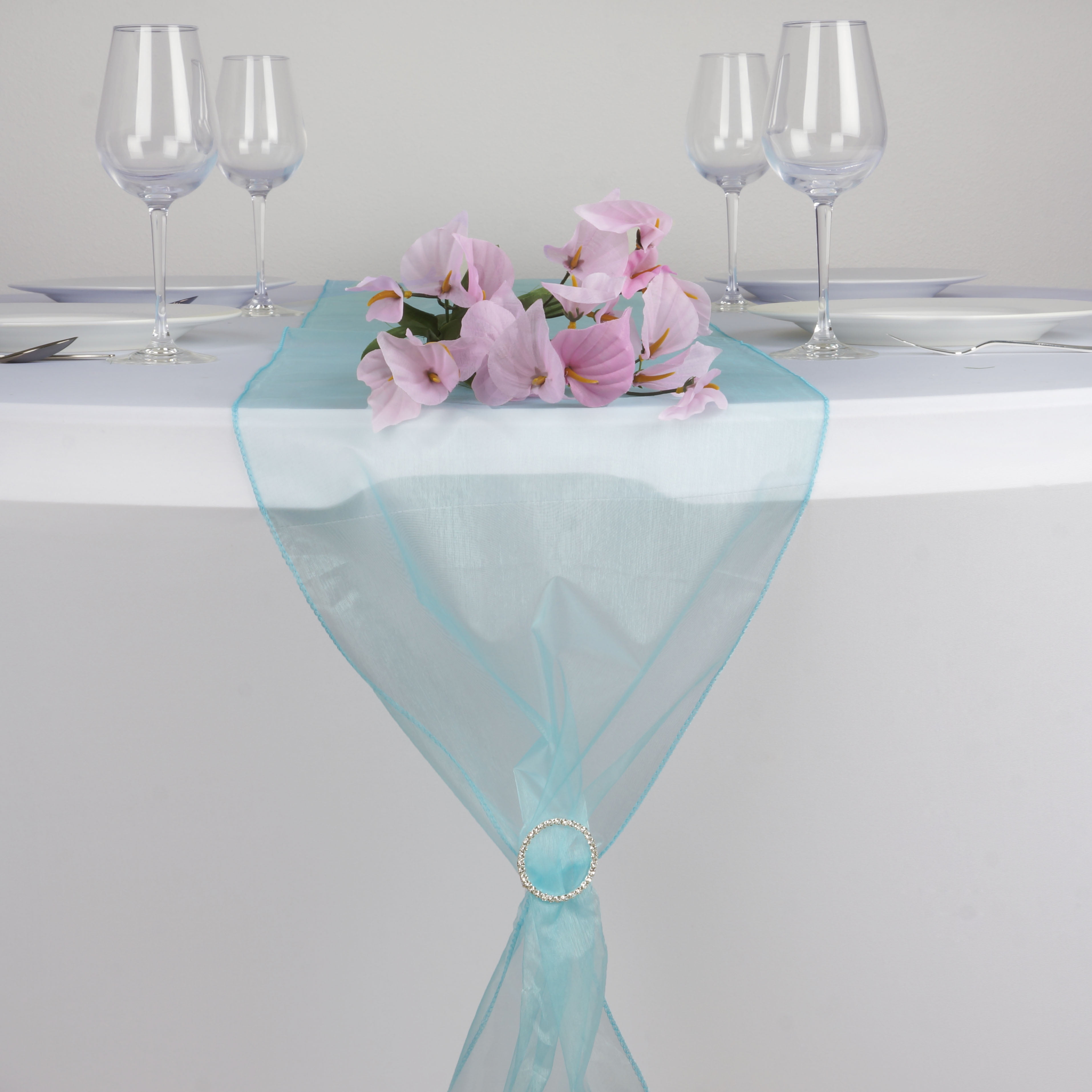 BalsaCircle 14" x 108" Organza Table Top Runner Wedding Party