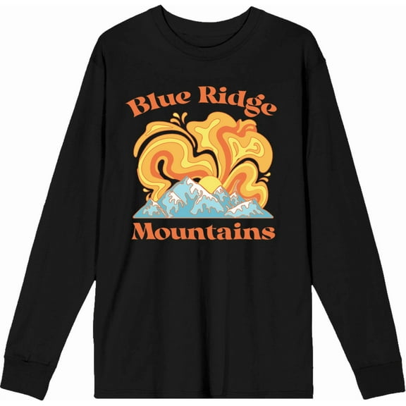 Adventure Society Blue Ridge Mountains Adult Black Crew Neck Long Sleeve Tee-Medium