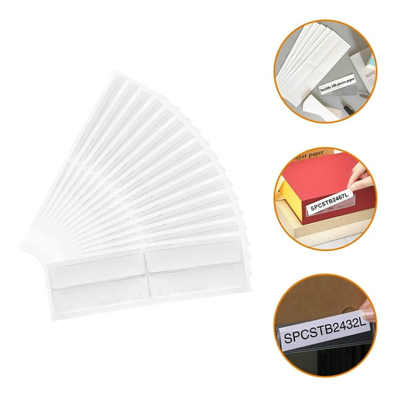 Raindrops 4 Sheets Adhesive Shelf Label Holders Clear Pocket Holders Label Tag Pockets Small Card Label Pockets