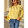 thumbnail image 4 of Womens Sweaters Knit Crew Neck Casual Long Sleeve Fall Tunic Sweater Tops Yellow M, 4 of 9