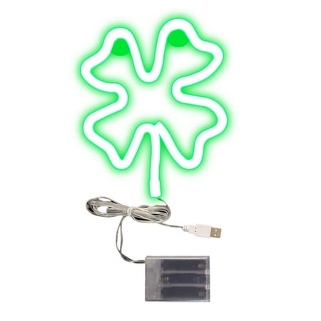 

Famure Shamrock LED Neon Signs Cute Green Clover Night Light St. Patrick s Day Pendants Lamp with 2 Hang Hole Kids Bedroom Living Room Wedding Party Wall Decor (USB/Battery Powered)