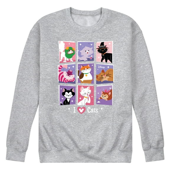 Disney Classics - Cats & Dogs - Grid Of Assorted Cats - Men's Crew Neck Fleece Pullover