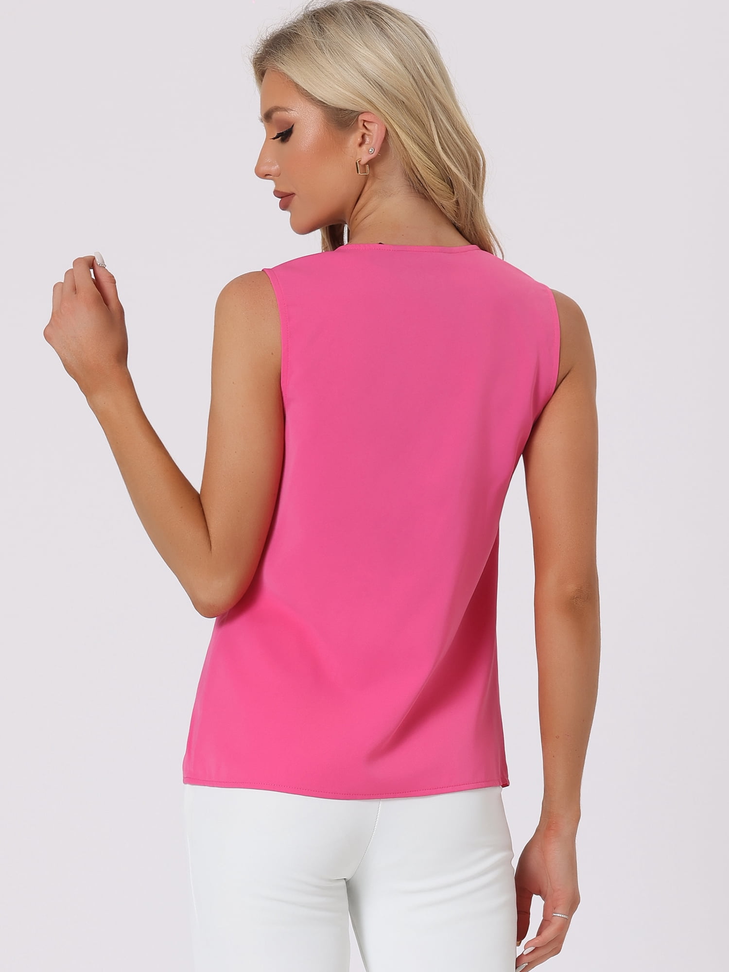 DARING DIVA Sleeveless Blouse Top Office Work Shirt XL Hot Pink